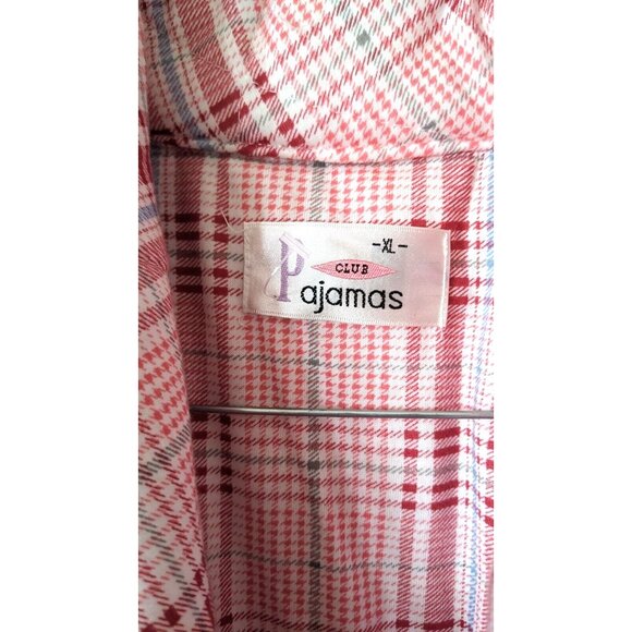 Club Pajamas Unisex Quilt Robe Housecoat Pink Plaid Contrast Trim Pocket Size XL - Picture 3 of 10